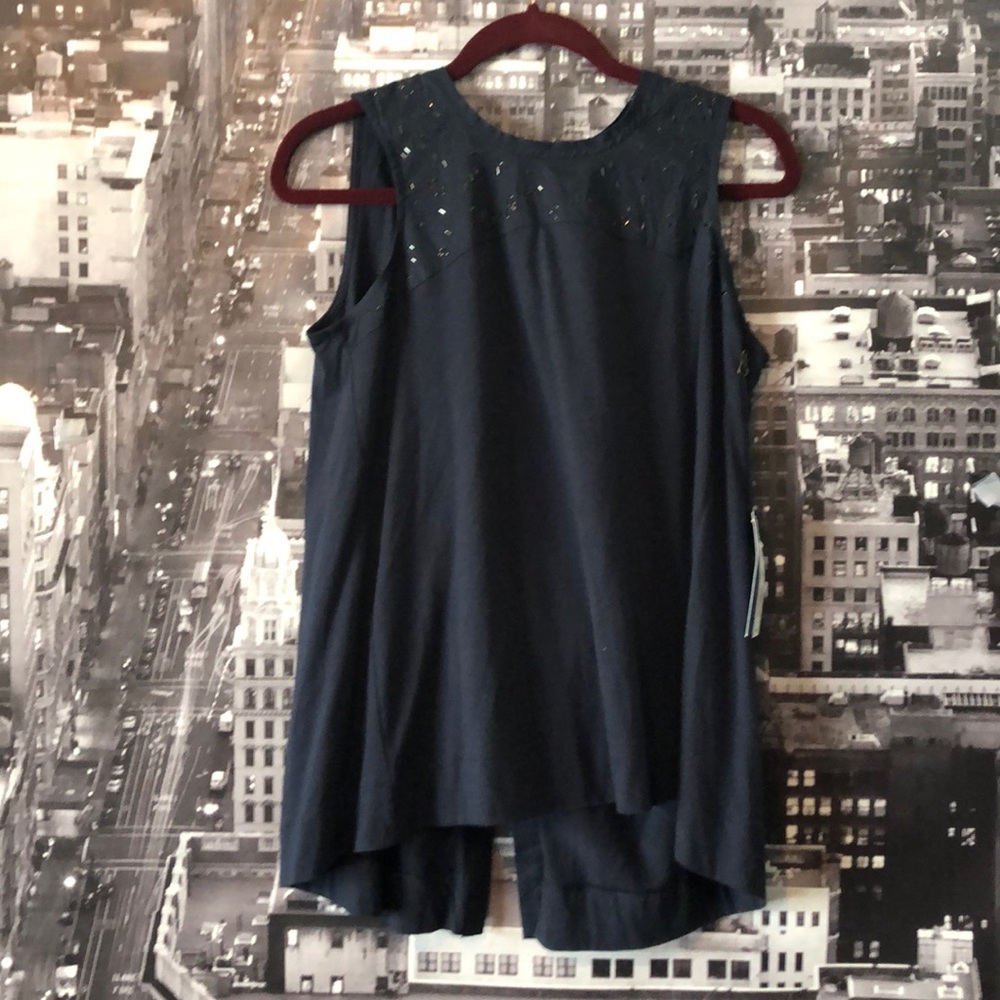 Embellished swing tank top with open back
